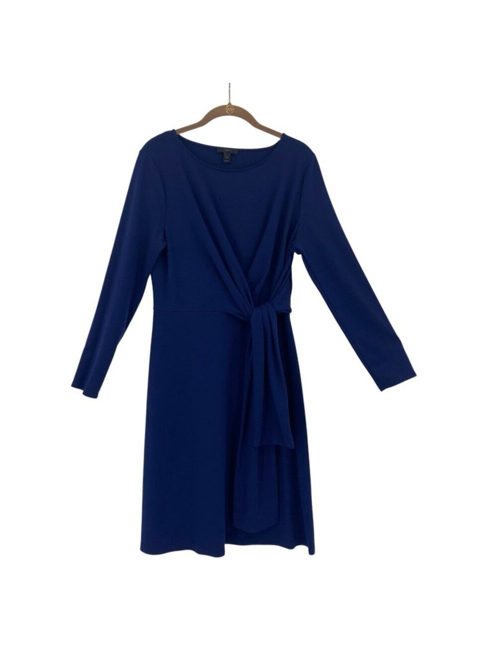 J Crew Dress Womens Size Small Drapey Tie Knot Long Sleeve Blue Boat Neck FLAWS